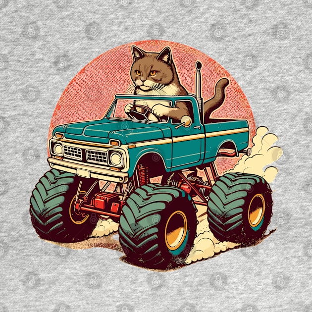 Cat Driving A Monster Truck by Vehicles-Art